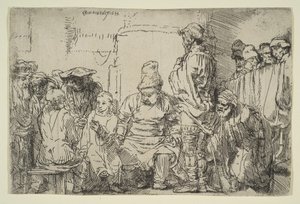 Christus zittend in discussie met de dokters door Rembrandt van Rijn