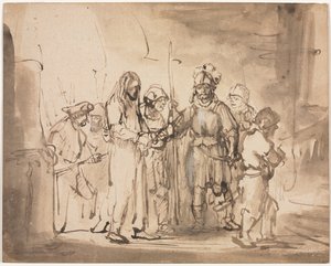 Christus Voorgeleid aan Kajafas door Rembrandt van Rijn