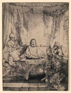 Christus in Emmaus: De grotere plaat door Rembrandt van Rijn
