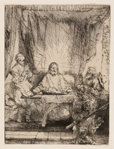 Christus in Emmaüs: De Grotere Plaat door Rembrandt van Rijn