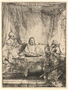 Christus in Emmaüs: de Grotere Plaat door Rembrandt van Rijn