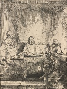 Christus in Emmaüs: de grotere plaat, 1654 door Rembrandt van Rijn