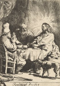 Christus in Emmaüs: de kleinere plaat, 1634 door Rembrandt van Rijn