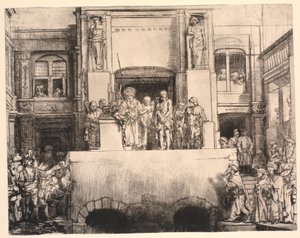 Christus gepresenteerd aan het volk: grote langwerpige plaat door Rembrandt van Rijn