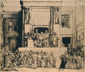 Christus gepresenteerd aan het volk: langwerpige plaat door Rembrandt van Rijn