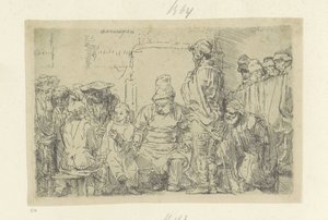 Christus en de schriftgeleerden door Rembrandt van Rijn