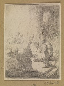 Christus als kind en de schriftgeleerden. Kleine plaat door Rembrandt van Rijn