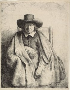 Clement de Jonghe, prentverkoper door Rembrandt van Rijn