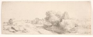 Proefdruk van „Landschap met een melkboer“ door Rembrandt van Rijn