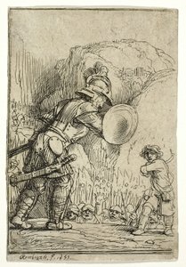 David en Goliath door Rembrandt van Rijn