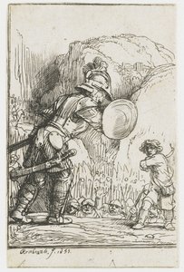 David en Goliath door Rembrandt van Rijn