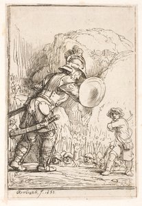 David en Goliath door Rembrandt van Rijn