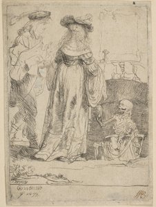 De dood verschijnt aan een getrouwd stel uit een open graf, 1639 door Rembrandt van Rijn