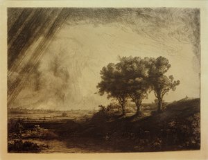 Het landschap met de drie bomen door Rembrandt van Rijn
