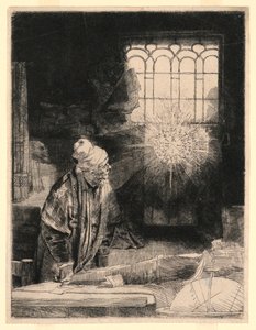 Faust in Zijn Studie, Kijkt naar een Magische Schijf door Rembrandt van Rijn