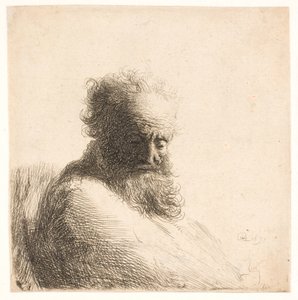 Oude, bebaarde man. Buste door Rembrandt van Rijn