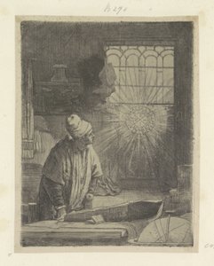 Geleerde in zijn werkkamer (Faust) door Rembrandt van Rijn