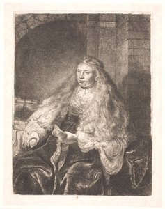 Meisje met haar dat op haar schouders valt (de "grote Joodse bruid") door Rembrandt van Rijn