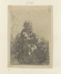 Hieronymus geknield in gebed, de blik naar beneden gericht door Rembrandt van Rijn