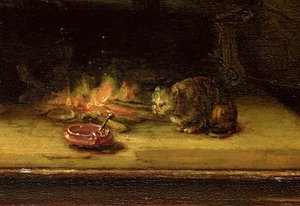 Heilige Familie met een gordijn (detail)