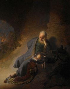 Jeremia treurt om de verwoesting van Jeruzalem door Rembrandt van Rijn