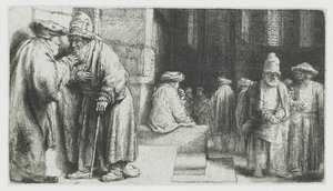 Joden in de synagoge door Rembrandt van Rijn