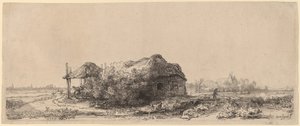 Landschap met een huisje en hooischuur: Oblong