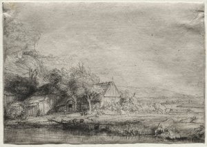 Landschap met een Koe door Rembrandt van Rijn