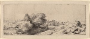 Landschap met een Melkboer door Rembrandt van Rijn
