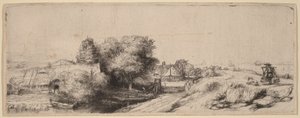 Landschap met een melkboer door Rembrandt van Rijn