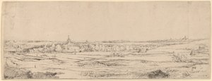 Landschap met uitzicht op Haarlem (Het Goudwegersveld) door Rembrandt van Rijn