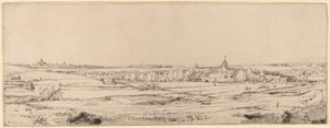Landschap met uitzicht op Haarlem (Het veld van de goudweger) door Rembrandt van Rijn