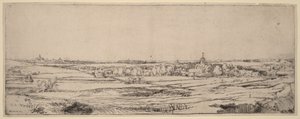 Landschap met uitzicht op Haarlem (Het Goudweegersveld) door Rembrandt van Rijn