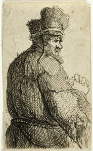 Oude Man van Achteren Gezien, Profiel Rechts: Halffiguur door Rembrandt van Rijn