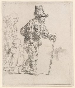 Boerenfamilie op de zwerftocht door Rembrandt van Rijn