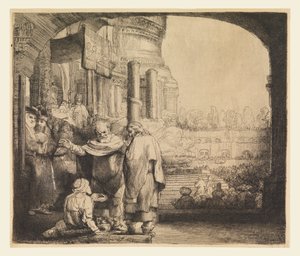 Petrus en Johannes bij de Tempelpoort door Rembrandt van Rijn