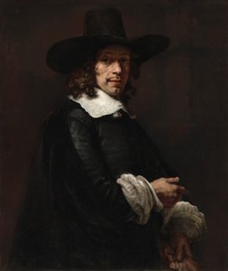 Portret van een heer met een hoge hoed en handschoenen, ca. 1656-1658