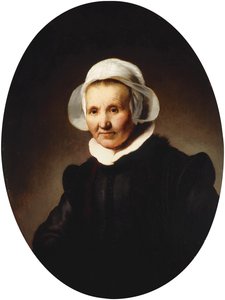 Portret van een Dame, 62 jaar, mogelijk Aeltje Pietersdr. Uylenburgh, vrouw van Johannes Cornelisz. Sylvius, halve lengte in zwart kostuum