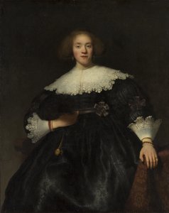 Portret van een jonge vrouw met een waaier, 1633 door Rembrandt van Rijn