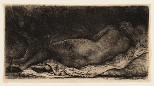 Liggende Vrouwelijke Naakt door Rembrandt van Rijn
