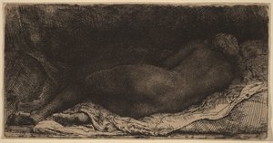 Liggend vrouwelijk naakt door Rembrandt van Rijn