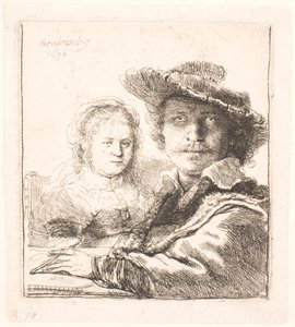 Rembrandt en zijn vrouw Saskia: bustes