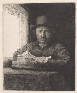 Rembrandt Tekent bij een Raam door Rembrandt van Rijn