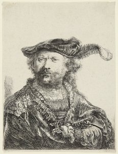 Rembrandt in Velvet Cap door Rembrandt van Rijn