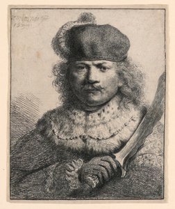 Rembrandt met Opgeheven Sabel door Rembrandt van Rijn