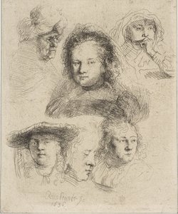 Rembrandts Vrouw en Vijf Andere Hoofden, 1636