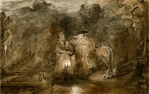 Rust tijdens de vlucht naar Egypte door Rembrandt van Rijn