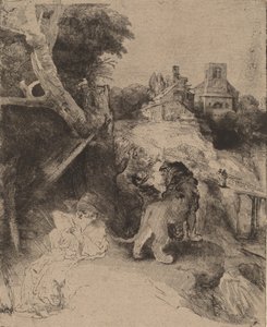 Sint Hiëronymus lezend in een Italiaans landschap, ca. 1653