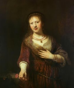 Saskia met de rode bloem door Rembrandt van Rijn