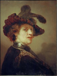 Zelfportret met verenhoed door Rembrandt van Rijn